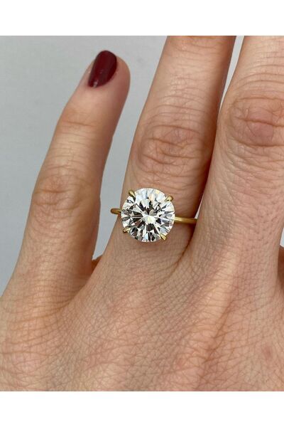 Crystal Diamond Zirconia 14 ayar altın 3 karat tektaş yüzük