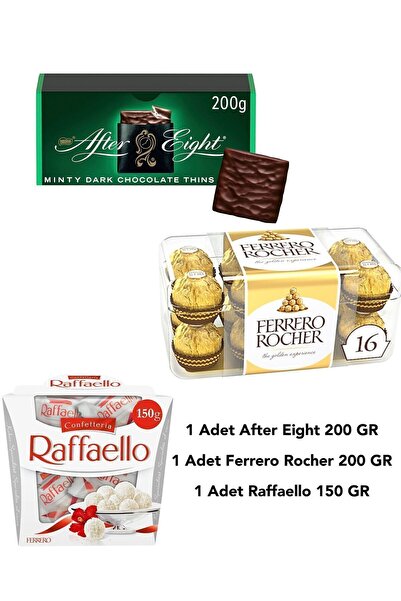 Ferrero İthal Keyif Paketi After Eight Çikolata 200 GR Ferrero Rocher 200 GR ve Raffaello Çikolata 150 GR