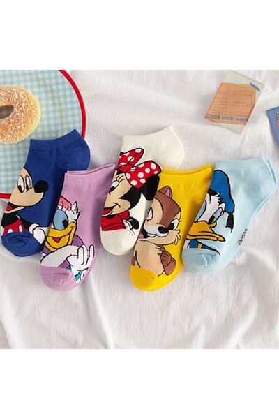 Meguca Socks Комплект дамски чорапи с шарени ботуши и сладки персонажи, 5 чифта