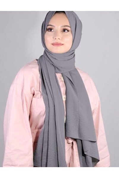 Sedef Gray Chiffon Square Scarf - 140x140