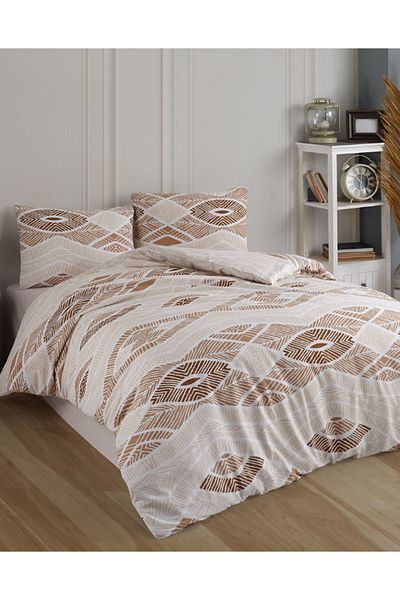 kristal home Σετ Παπλωματοθήκη Double Personality Hitit Brown Crystal