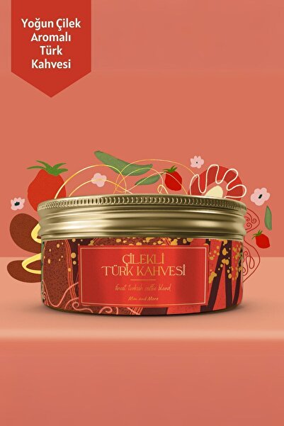 Mim and More Strawberry Turkish Coffee, Çilek Aromalı Türk Kahvesi,150 gr