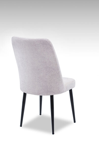 MYMASSA Vento Sandalye - Jerika Krem - Metal Siyah Ayak (4 ADET) - Salon Sandalyesi / Mutfak Sandalyesi