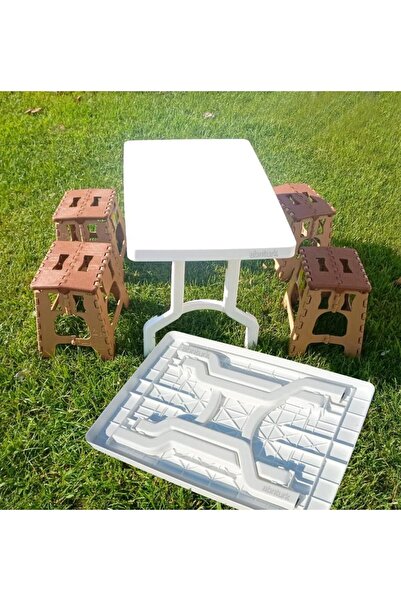 abnturk Piknik Kamp Bahçe Balkon Mutfak Için Katlanır Masa 78x55 H:57 Portati...