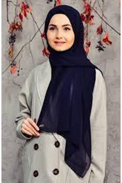 Sedef شال شيفون أزرق كحلي - 70x200