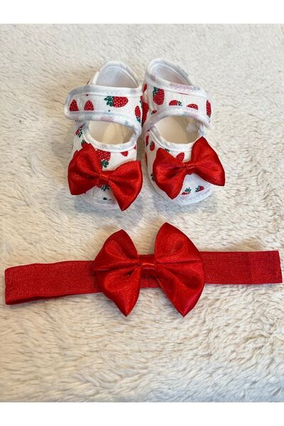 MASALBABY أحذية بيضاء منقوشة وباندانا للفتيات الصغيرات / أحذية هدية للأطفال ح...