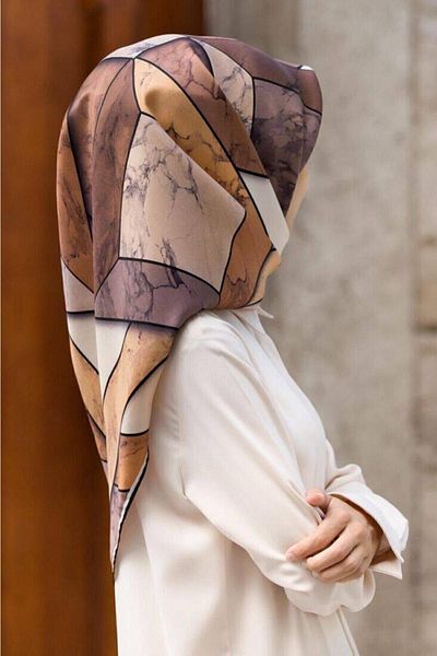 Vissona Μεταξωτό κασκόλ Μουσταρδί Μπεζ Twill - 90x90