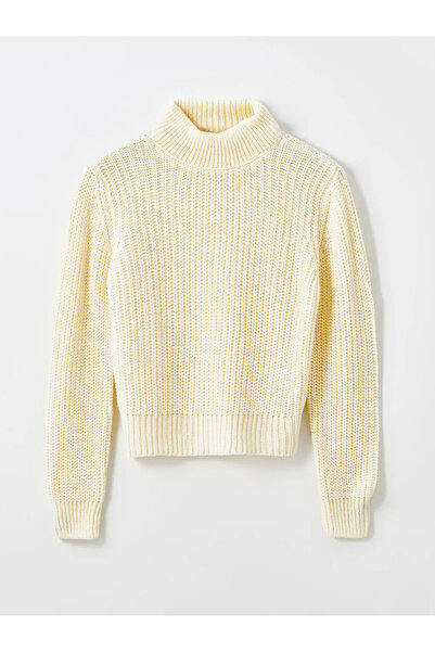 LC Waikiki XSIDE Ekru Yarım Balıkçı Yaka Düz Uzun Kollu Kadın Triko Kazak