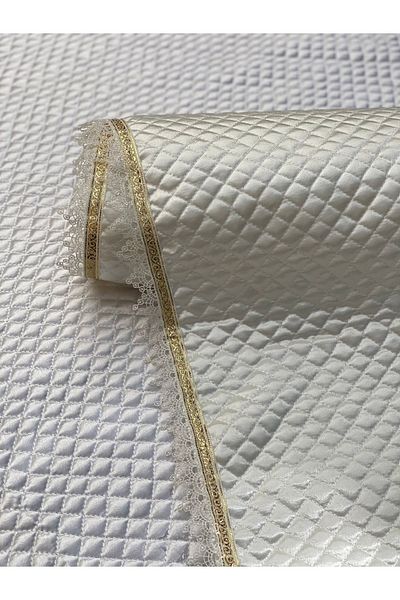 Kaizen Carpet Cream 55 cm x 10 m Gold Water Stone Detailed Leather Satin Luxury Quilted Shelf Drawer Cover Free Overlock