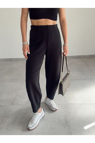 bymervetekstil Cendy Crepe Black Balloon Pants Without Belt