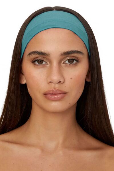 Salvia Dione 2-Piece Hair Band Set for Women's and Men's Yoga Makeup - Gray Melange & Turquoise