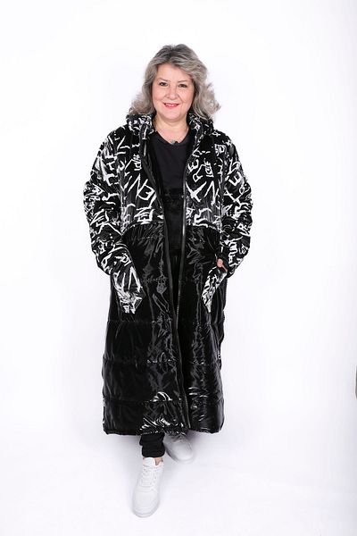 Hitit Butik Written Special Design Black Coat
