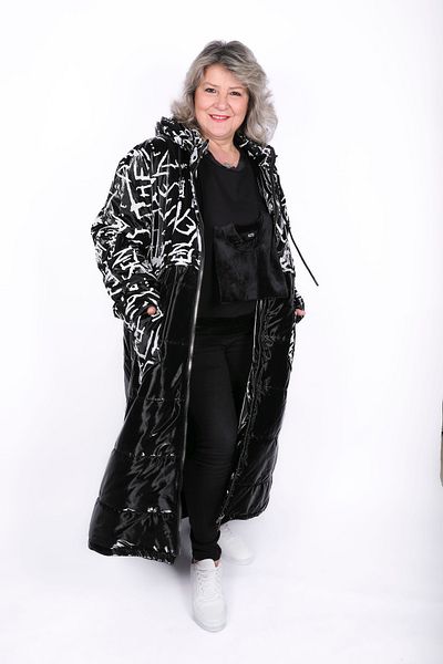 Hitit Butik Written Special Design Black Coat