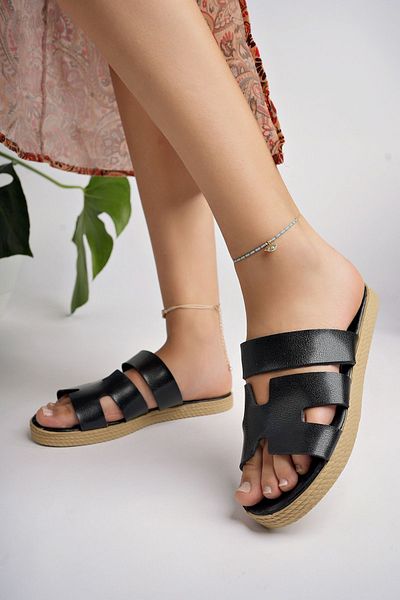 Modafırsat Black Stylish Women's Slippers - Casual, Home, Sea, Beach and Guest with Dowry