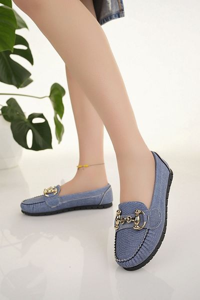 Modafırsat Women's Flats with Chain Buckle Lightweight Comfortable Sole Stylish Casual Shoes