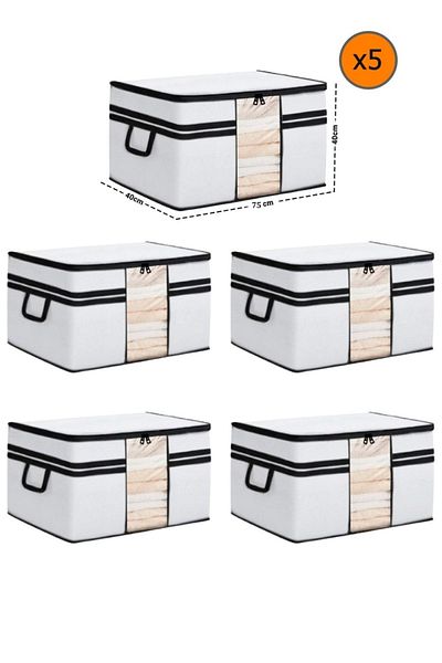 Spartek home textile 5 Pieces Lux White-Black Striped Window Pillow Quilt Cushion 75 X 40 X 40 cm