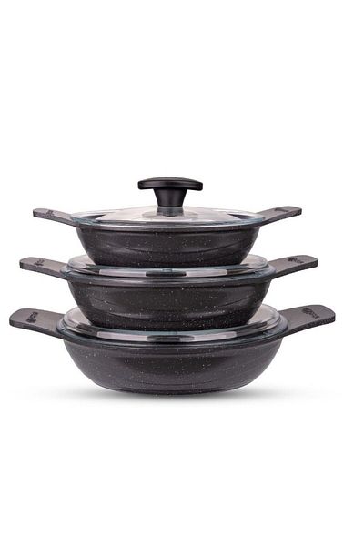 ThermoAD 3-piece Casserole with Lid and Saucepan Set Gray