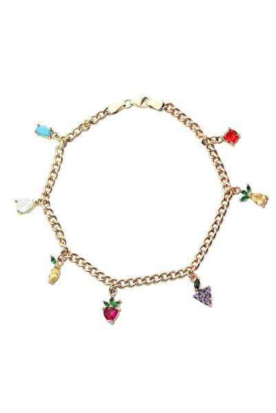 Lilarote Pırlanta Meyve Sepeti 3 mm Hal Hal Altın Bileklik