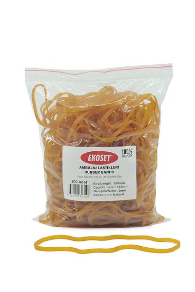 ekoset Wide Rubber Pack Packaging Case Rubber 180x3mm 100 Pieces