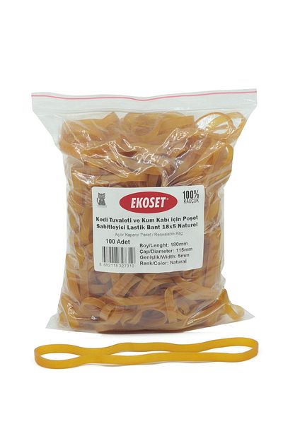 ekoset Bag Stabilizer Rubber for Cat Toilet 18x5 Natural 100 Pieces