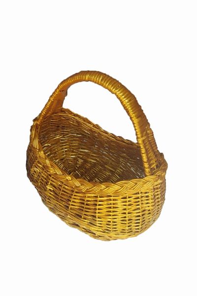 Bahat Wicker Handmade Mini Picnic Basket with Gold Leaves
