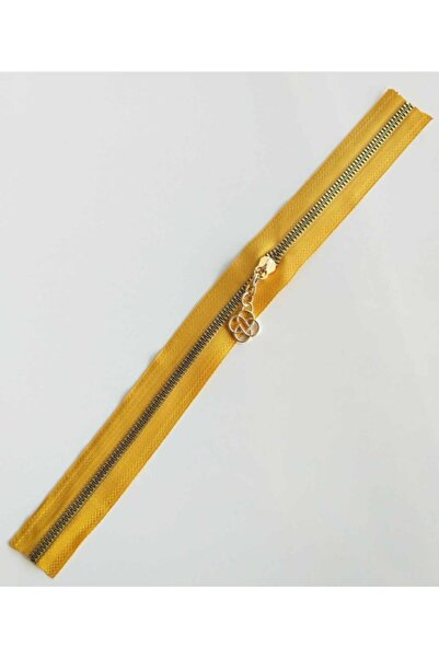 angel çanta aksesuar سحاب برأس 30 سم خردل معدني ذهبي فاتح