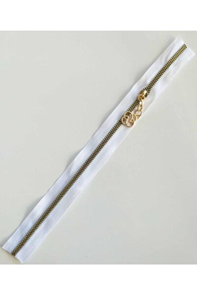 angel çanta aksesuar Başlıklı Fermuar 40 Cm Light Gold Metal Beyaz