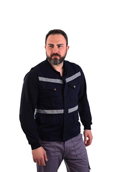 ESER İŞ GÜVENLİĞİ V Yaka Gabardin Yelek İş Yeleği Lacivert