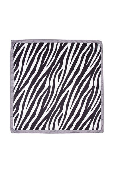 BAHELS Bandana de damă cu model zebră alb-negru 55x55