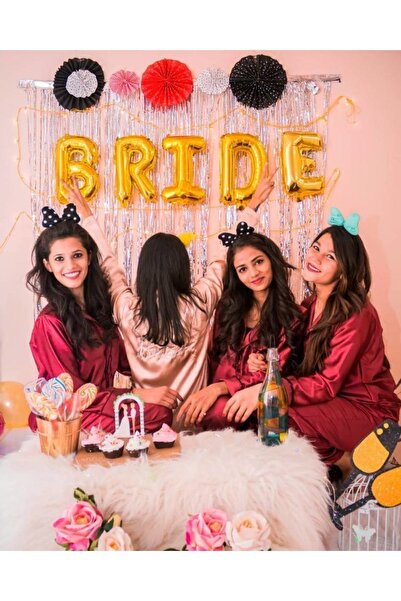 Huzur Party Store Bride Yazılı Folyo Balon Konsept Gold Renkli Altın Sarısı B...