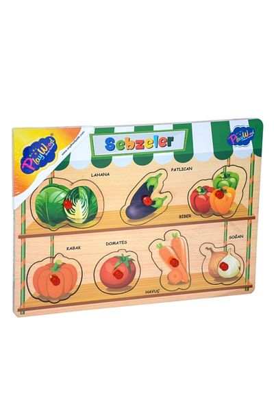 GÜVEN Vegetables and Fruits Puzzle with Wooden Holder