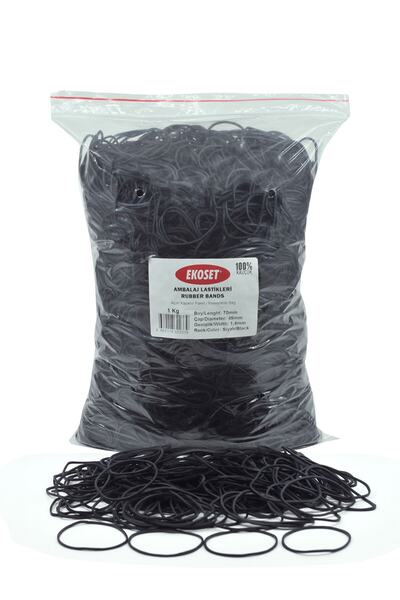 ekoset Siyah Paket Ambalaj Lastiği Toka Maydanoz Para Lastiği 70mm 1kg