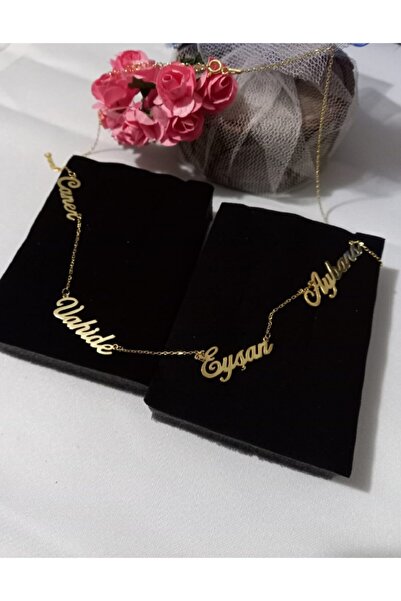 DSM Silver Aile Kolye Dört Isimli Altın Kaplama 925 Ayar Gümüş