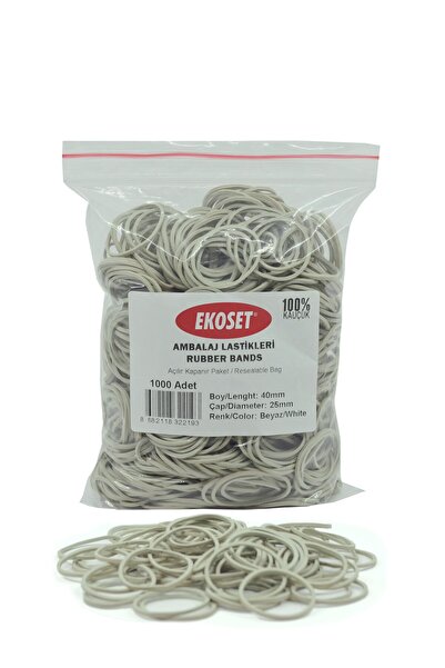 ekoset Beyaz Paket Ambalaj Toka Para Lastiği 1000 Adet 40mm