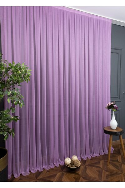 Esse Home Perdele din tul simplu Grek Lila, 450x250, pliu strâns, 1/3