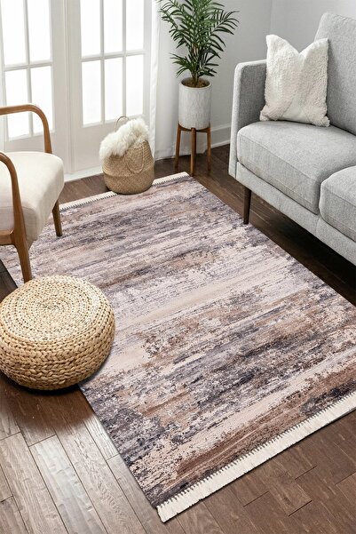 Modern home Eskitme Detay Püsküllü Dijital Baskı Kaymaz Taban Antibakteriyel ...