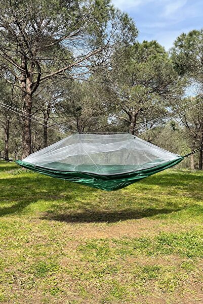 Ion Yeşil Cibinlikli Hamak - Salıncak Hamak - Sineklikli Koruyuculu Hamak -kamp Ve Piknik Hamağı