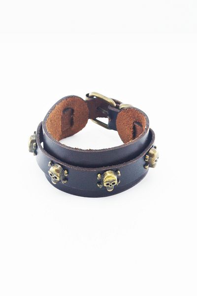 LABALABA Women's Skull Leather Bracelet