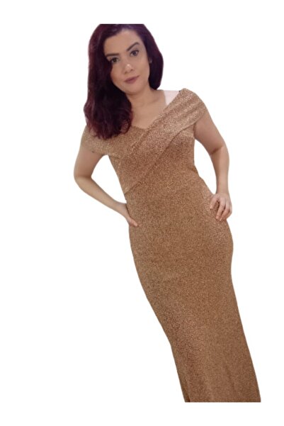 ZY BUTİK فستان سهرة ذهبي مقاس كبير على شكل سمكة