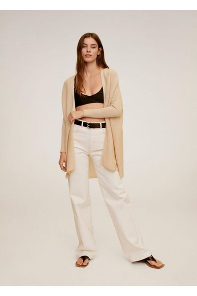 MANGO Woman Women's Beige Thin Knitted Cardigan77070516