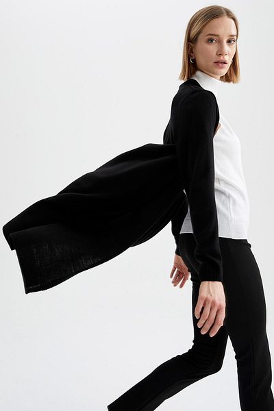 DeFacto Regular Fit Long Basic Knitwear Cardigan with Pocket Detail