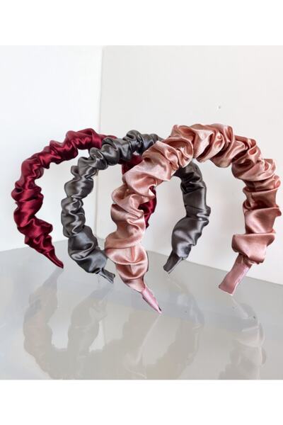 CSR AKSESUAR 3-Piece Gathered Satin Crown Set