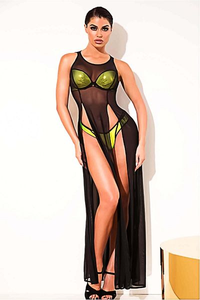 MED Maiami Maxi Beach Dress Pareo Black