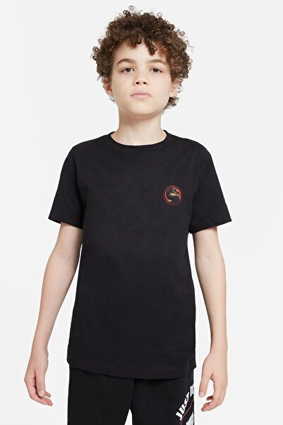 QIVI Unisex dečija crna majica Mortal Kombat Dragon Štampano