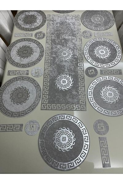 SEHARA 8 Seater Grey/Silver Velvet Runner - 25 Pieces American Service