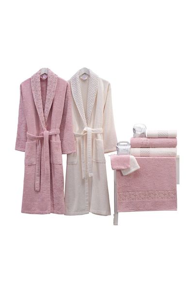 Nurpak Σετ οικογενειακής ρόμπας Star Bamboo - Cream/Dried Rose 10 τεμαχίων Nrpk000565