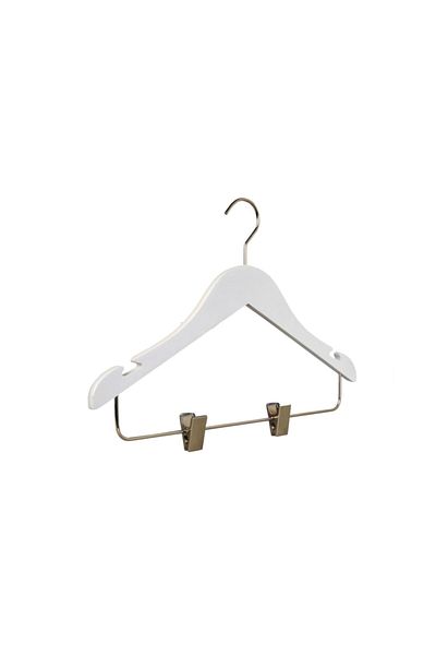 NYN Wooden 7-14 Years Old Young Children's Hanger with Pegs White Color 100 Pieces