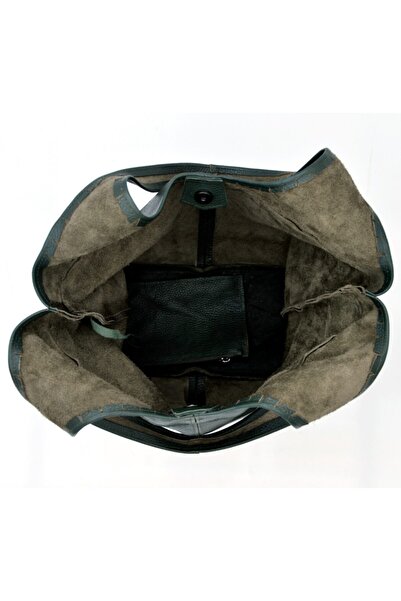 Veskemann Τσάντα ώμου Randy από γνήσιο δέρμα σκούρο πράσινο