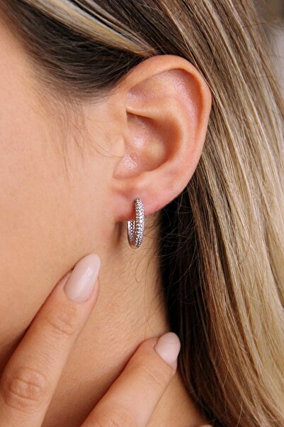 Argentum Concept 925 Ayar Gümüş Zirkon Taşlı Halka Küpe - K022201