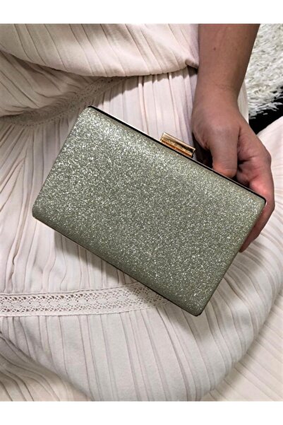 womenacs Gold Glitter Βραδινό Φόρεμα Portfolio Τσάντα Clutch